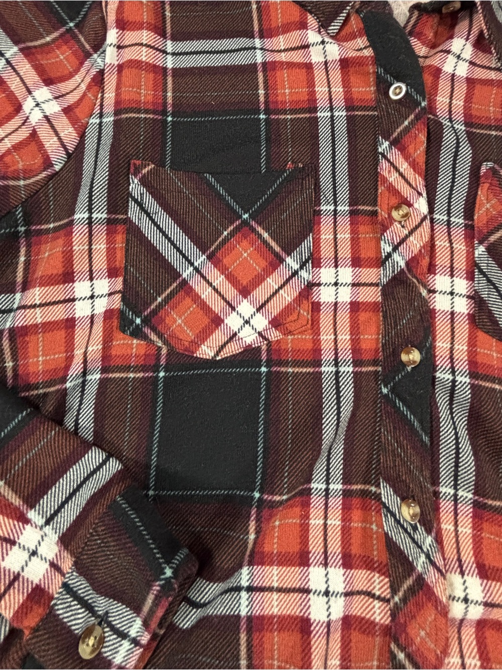 Eden & Olivia Soft Plaid Button Up Flannel Shirt Women’s XL Brown Buffalo Check - Picture 2 of 10